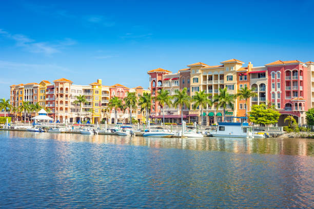 Condos and marina Naples Florida USA stock photo