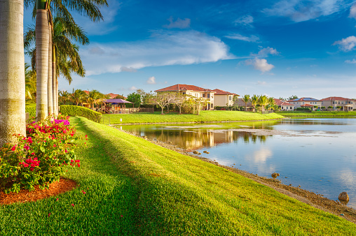 residential community, houses by the lake - south florida
