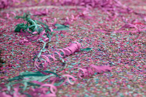 Confetti on the ground stock photo