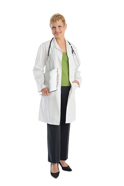 Confident Female Doctor Holding Clipboard stock photo