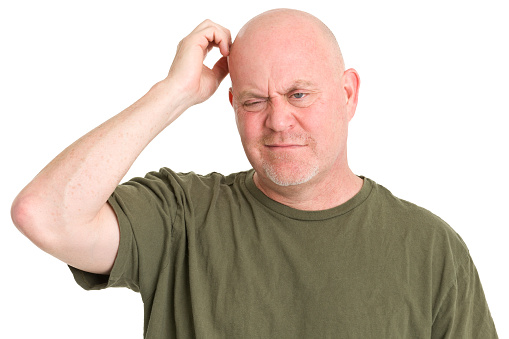 Confused Man Scratching Head Stock Photo - Download Image Now - iStock