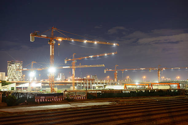 Construction cranes stock photo