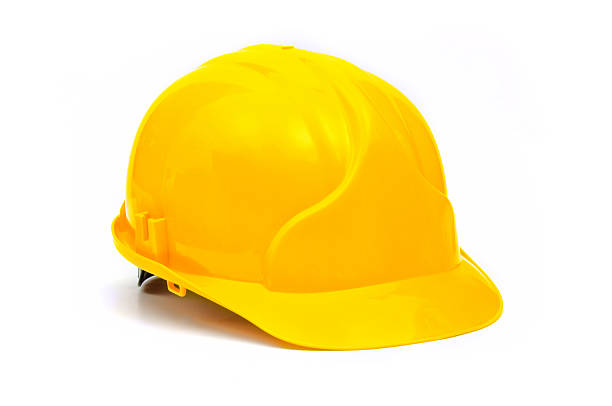 Construction Helmet helmet yellow on a white background helmet stock pictures, royalty-free photos & images