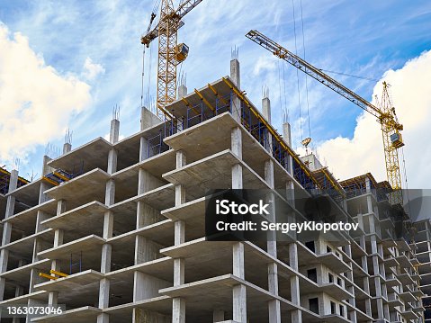 istock Construction of a new residential complex. 1363073046