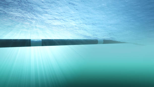 Construction of an underwater gas pipeline stock photo