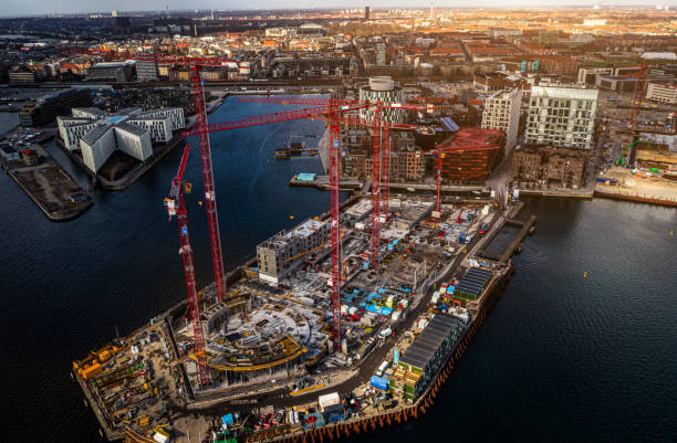 byggarbetsplats i köpenhamn - drone copenhagen bildbanksfoton och bilder