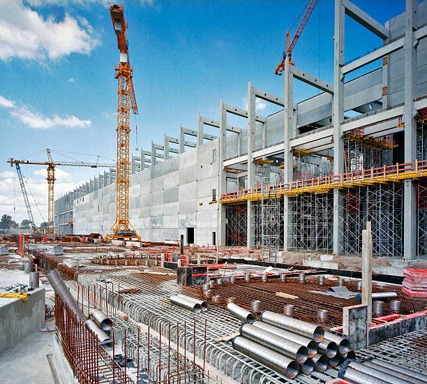 Construction site Detail of a factory under construction Civil Engineering stock pictures, royalty-free photos & images