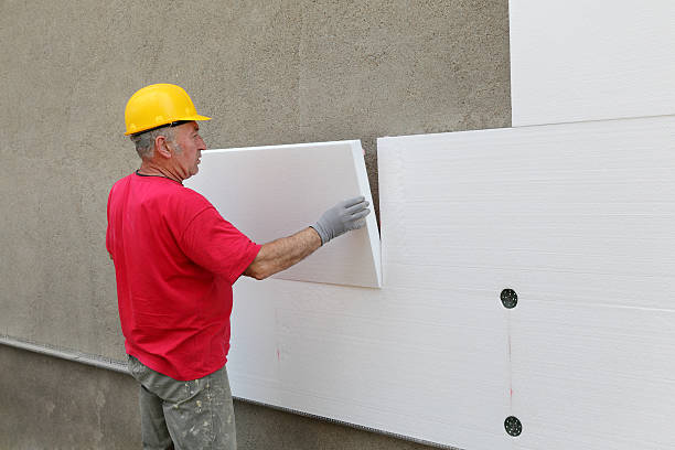 construction site, thermal insulation of wall - polystyreen stockfoto's en -beelden