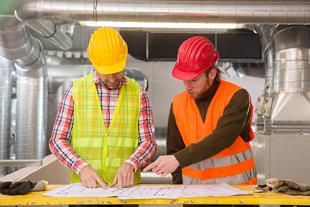 Construction workers stock photo