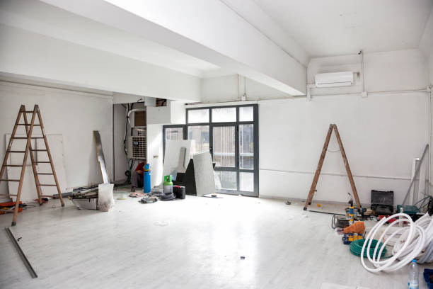 Construction works for the renovation of an office space and installing air conditioning. stock photo