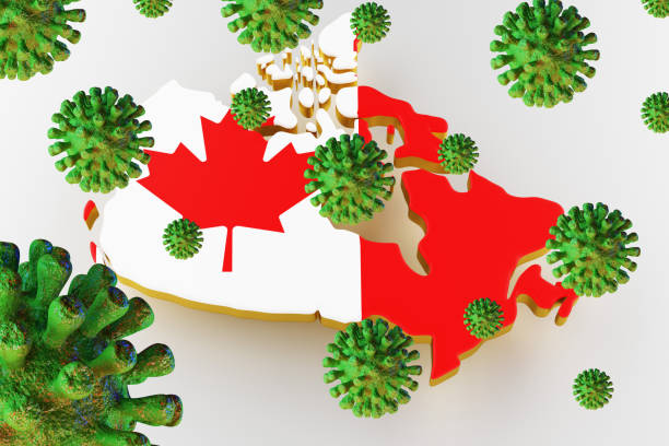 Contagious HIV AIDS, Flur or Coronavirus with Canada map. 3D rendering stock photo