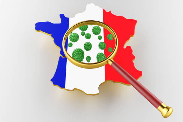 Contagious HIV AIDS, Flur or Coronavirus with France map. 3D rendering stock photo