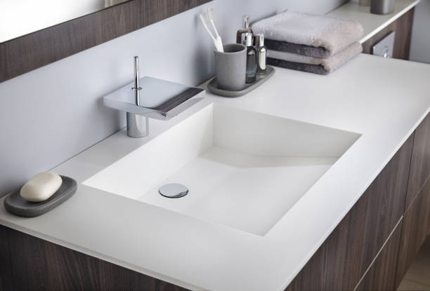 Contemporary designed bathroom sink w stock photo
