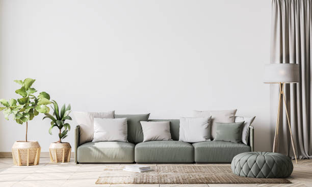 거실에서 인테리어 모의 현대적인 인테리어 디자인. 스칸디나비아 가정 장식. 스톡 사진 - living room 뉴스 사진 이미지
