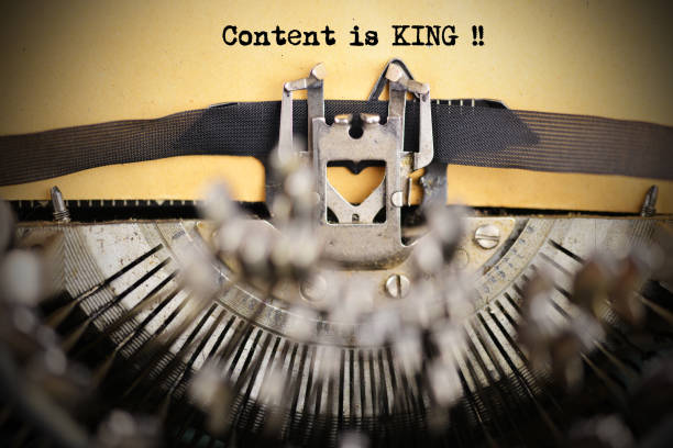 Content is king text written with old typewriter machine stock photo