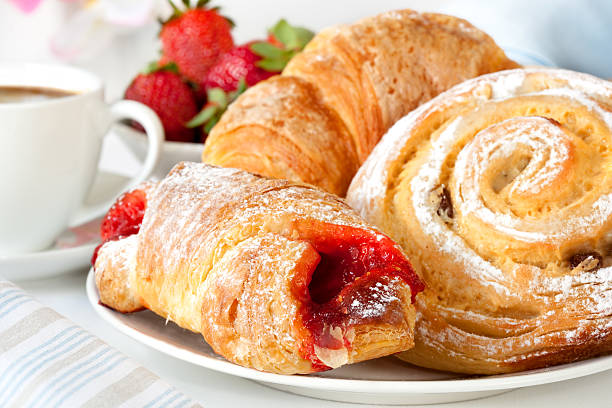 Continental Breakfast  baked pastry item stock pictures, royalty-free photos & images