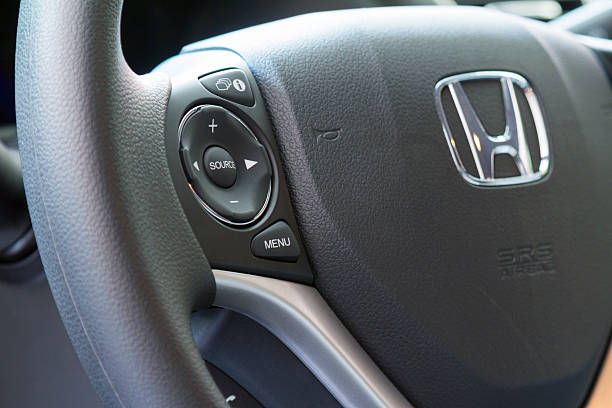 Controls in Honda steering wheel stock photo