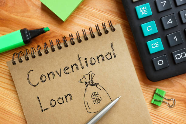 Conventional loan is shown on the business photo using the text stock photo