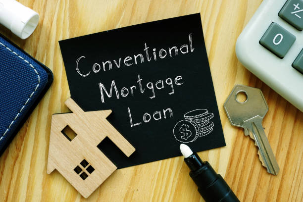 Conventional mortgage loan is shown using the text stock photo