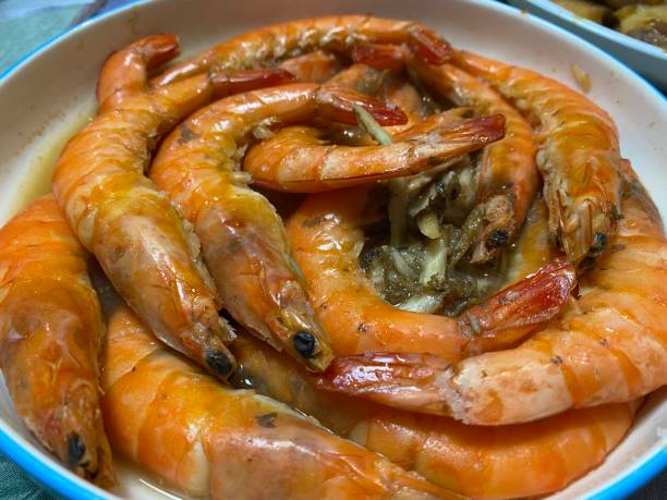 cooked prawns ready to be served cooked prawns ready to be served taiwan food prawn snack stock pictures, royalty-free photos & images