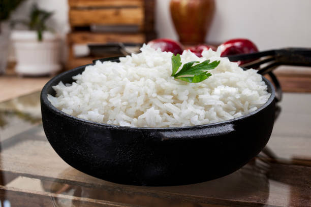 Cooked White Rice stock photo