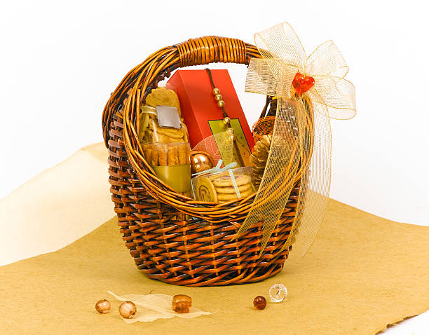 Cookie hamper gift basket for giving stock photo
