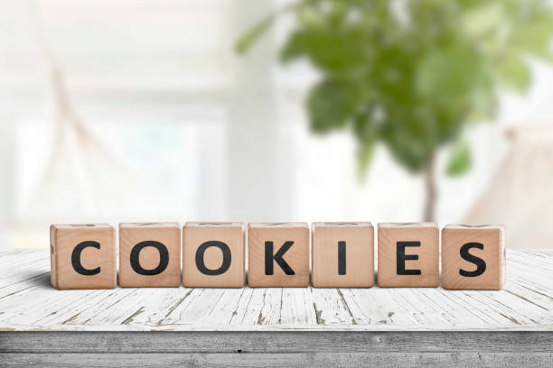 Cookies word on wooden blocks stock photo
