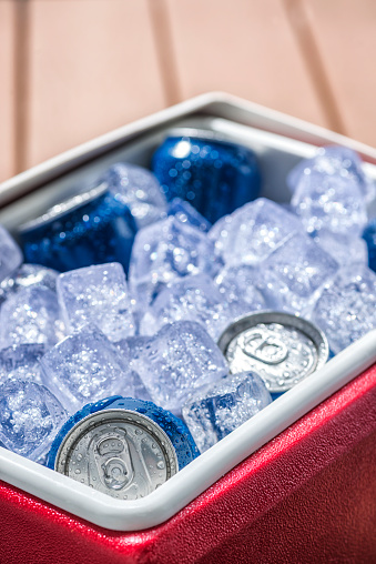 Cooler Full Of Ice Cold Drinks Cans Stock Photo Download Image Now Istock