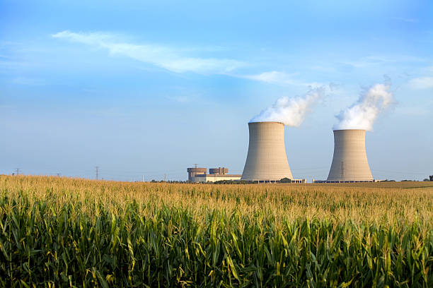 cooling towers byron IL stock photo