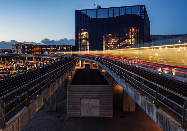 Copenhagen metro at sunset stock photo