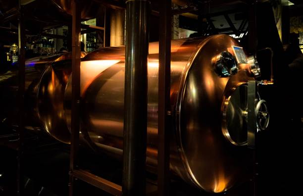 Copper beer barrel stock photo