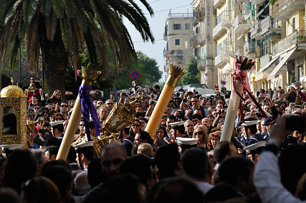 Corfu Epitaph procession stock photo