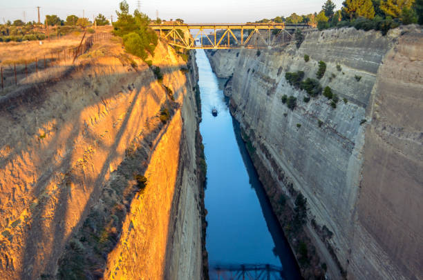 Corinth Canal in Greece stock photo