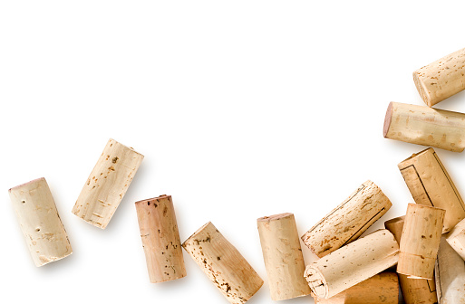 Real corks, as opposed to compressed corks are used. Corks have a clipping path to separate from shadows if desired. Shot on full frame Nikon D3
