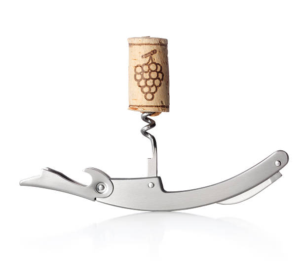 Corkscrew Corkscrew with wine cork. cork stopper stock pictures, royalty-free photos & images