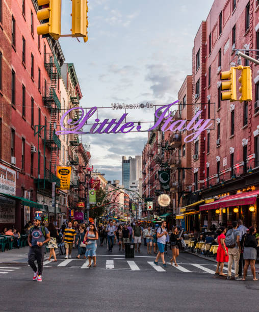 Corner of Mulberry Street and Broome Street, Manhattan stock photo