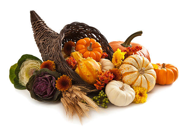 Cornucopia With Pumpkins And Fall Sunflower Stock Photos, Pictures ...
