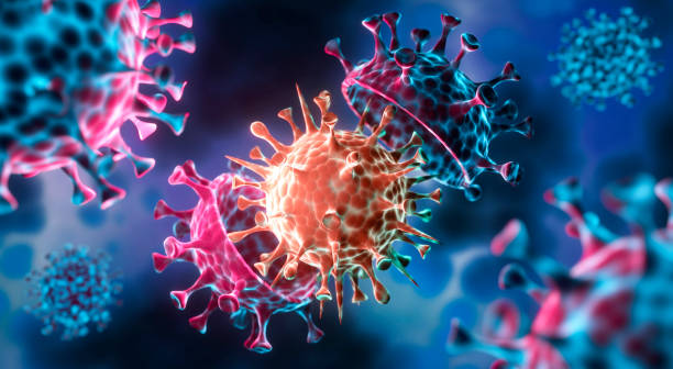 corona virus covid-19 illustration - coronavirus mutation stock-fotos und bilder