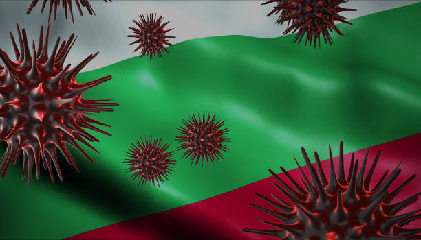 corona virus uitbraak met bulgarije flag coronavirus concept - bulgarije stockfoto's en -beelden