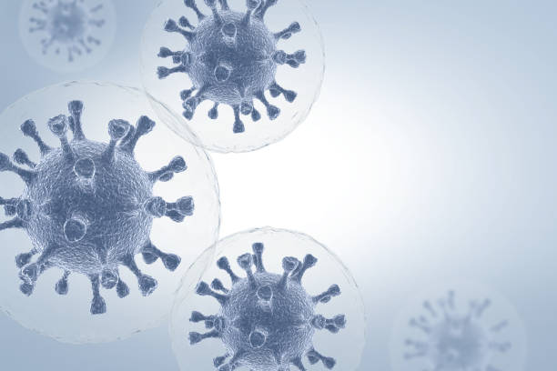 Coronavirus cells Coronavirus cells in an electron microscope. 3D illustration virus stock pictures, royalty-free photos & images