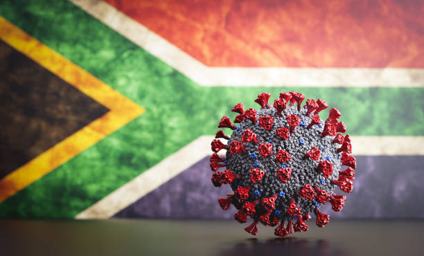 coronavirus covid-19 en bandera rpa. - south africa covid fotografías e imágenes de stock