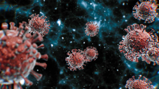 Coronavirus COVID-19 or virus cell under the microscope stock photo