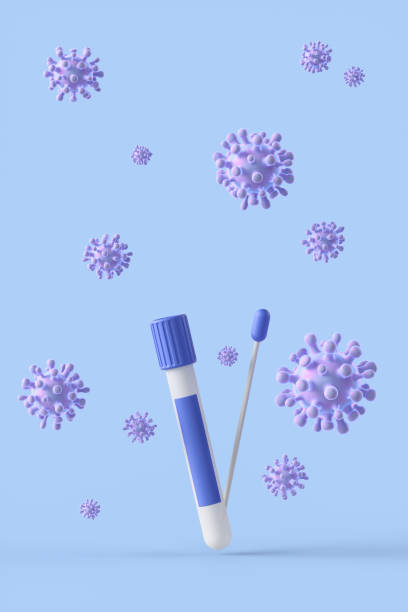 Coronavirus COVID-19 pcr test isolated on blue background. stock photo