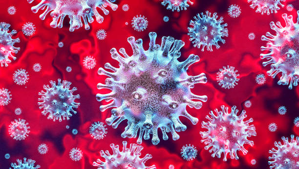 Coronavirus Outbreak Coronavirus outbreak and coronaviruses influenza background as dangerous flu strain cases as a pandemic medical health risk concept with disease cells as a 3D render virus stock pictures, royalty-free photos & images