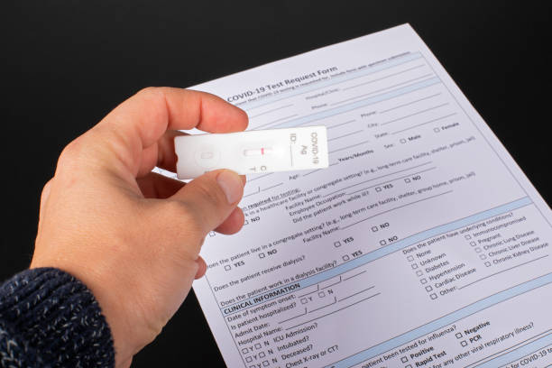 Coronavirus test and medical form stock photo