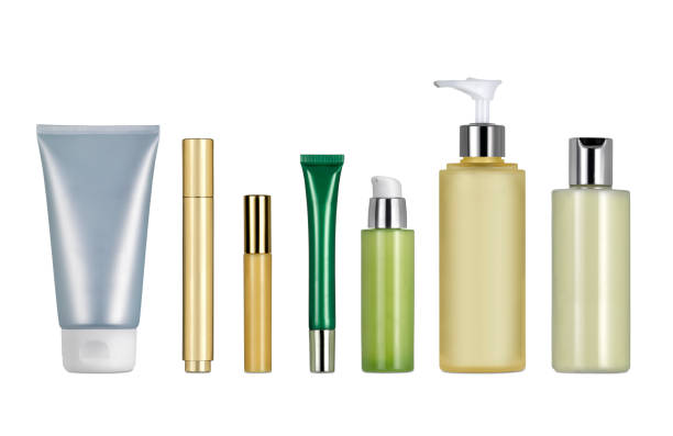 Cosmetic containers Different cosmetics and creams containers against white background. Clipping path cosmetic packaging stock pictures, royalty-free photos & images