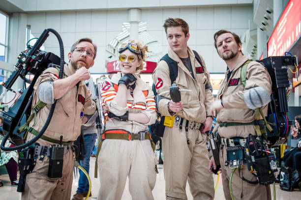 Cosplay as Ghostbusters characters stock photo