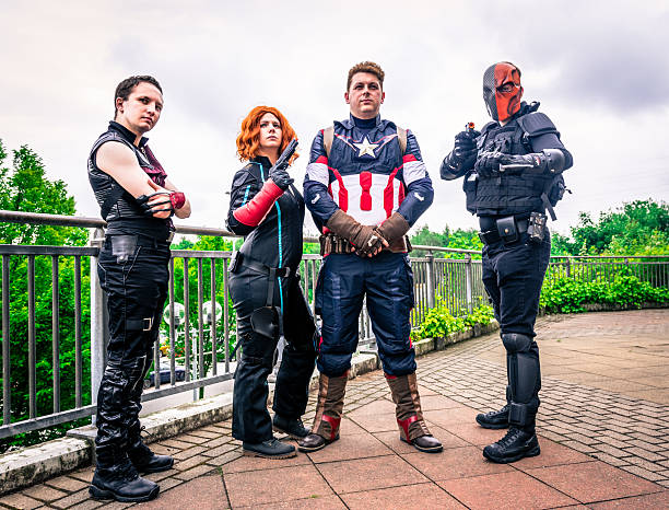 Cosplay as Marvel and DC Comics characters stock photo
