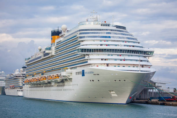 Costa Diadema cruise ship docked in Barcelona, Catalonia, Spain stock photo