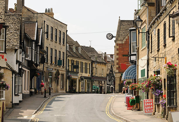 Cotswold Street, Winchcombe stock photo